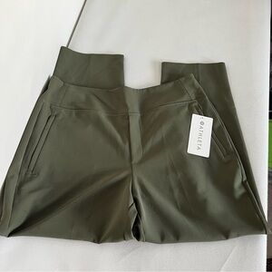 Athleta Endless Pant Plus Size 14 Petite Bali Green Straight Leg Side Zip Pocket